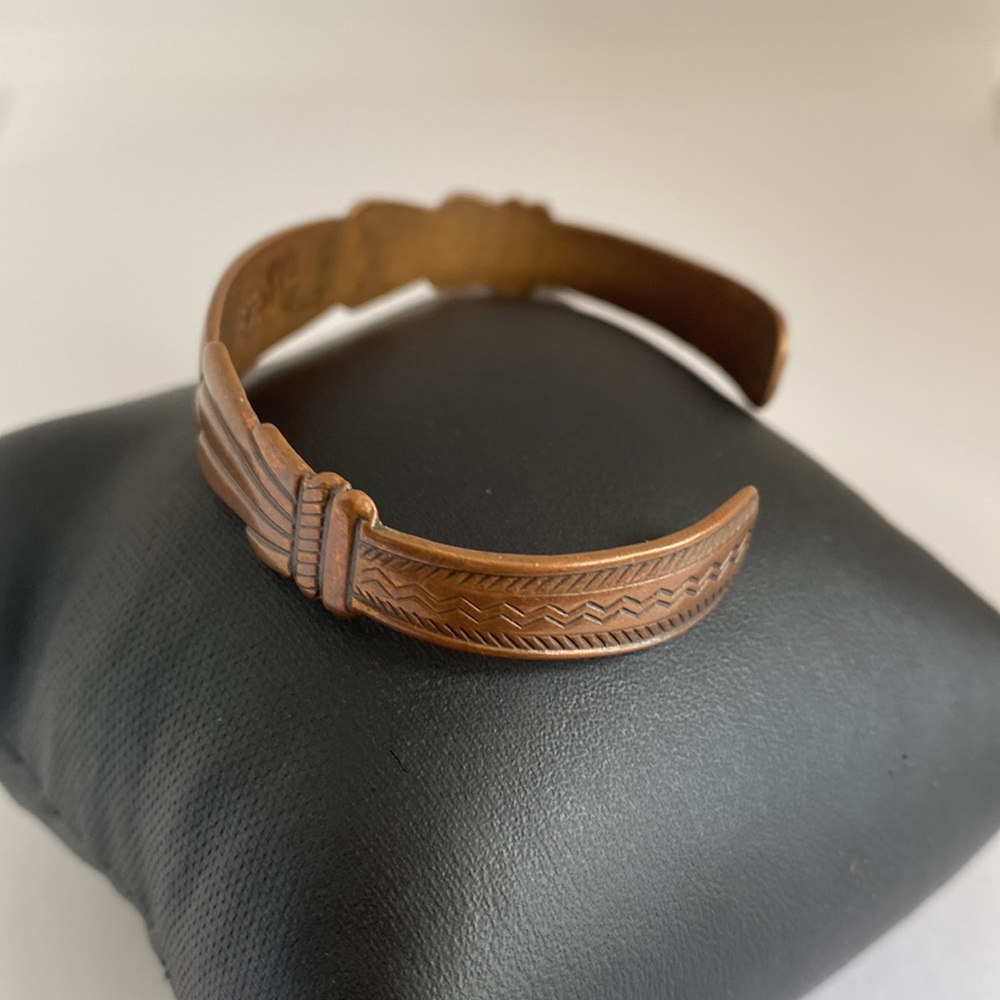 Vintage Solid Copper Adjustable Bangle Bracelet - image 3